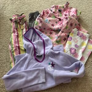 6 Piece LOT of Girls Size 4, 4 - 5, 5, 5T Pajamas Pull On Pants Fleece Hoodie